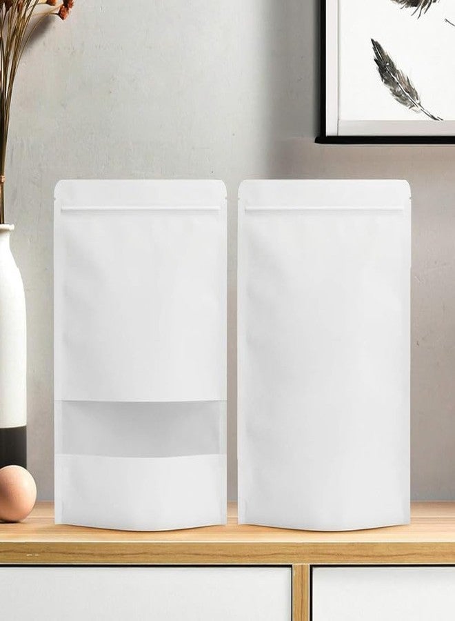 VELEXE Reusable Zip Lock Stand Up Pouches | Size: 100mm*150mm | Capacity: 50 Grams | Pack of 50 | Matte White Kraft Paper | Waterproof, Leakproof, Airtight Multi-Purpose Storage with Top Notch - Image 3